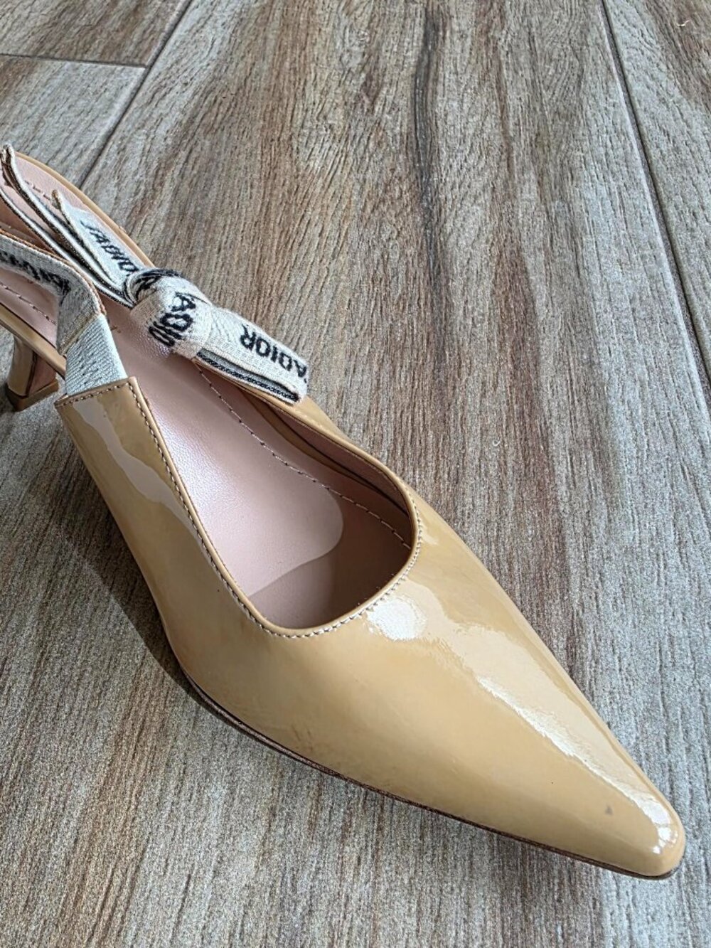 Dior J'Adior Slingback Nude Patent Leather Shoe Eur. 37